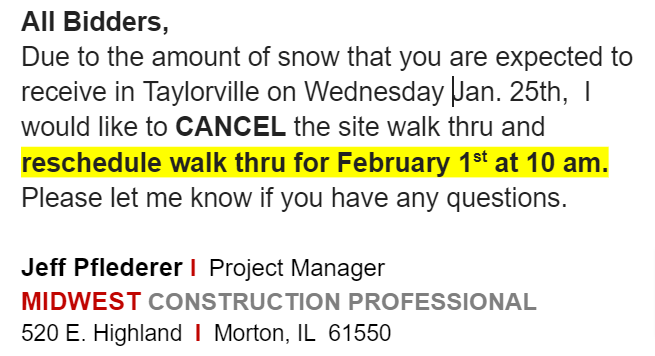 Rescheduled event