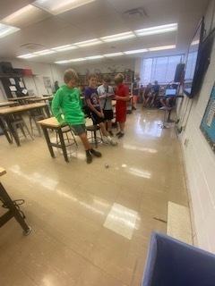 Students working with Spheros